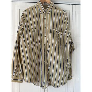 Vintage 1990s Levi Striped Long Sleeve Denim Button Up Shirt L Western Hipster